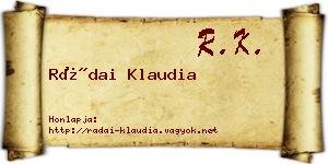 Rádai Klaudia névjegykártya