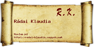 Rádai Klaudia névjegykártya