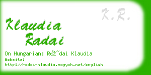 klaudia radai business card